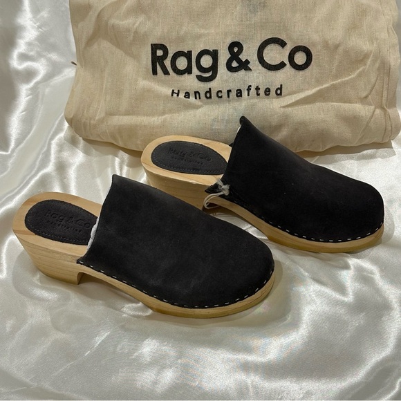 Rag And Co Darcie Clogs Suede Wooden Heel Dark Grey Size 7 Boho Chic Indie Fall - Picture 7 of 15